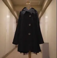 FALON フリルチュールイージーケアトレンチコート　黒　Lサイズ ジャケット