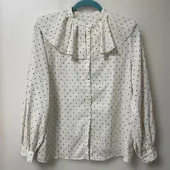 GU ドット柄フリル襟長袖シャツ