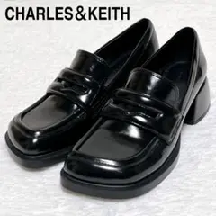 【極美品】チャールズ＆キース 厚底 ローファー スクエアトゥ 黒 36