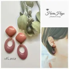 №2152 ❁¨̮ 大ぶりくすみレジンのピアス・イヤリング