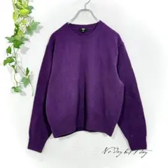 ユニクロ クルーネック 毛100%ニット セーター パープル M シンプル