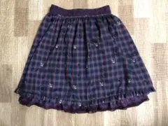 【Mサイズ】未着用☆実写プリント 猫柄 裾レースチェックスカート