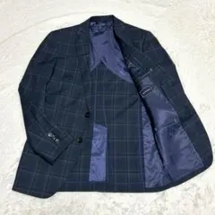 ザスーツカンパニー レダ テーラードジャケット M ハウスチェック ネイビー