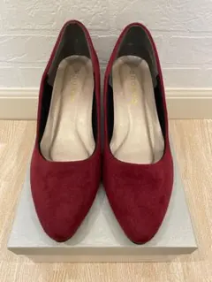 ワインレッド スエード パンプス 低ヒール　ローヒール　Lサイズ　24センチ