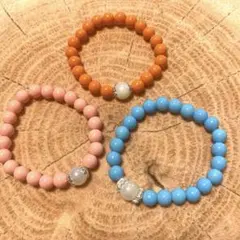【25】カラフルビーズブレスレット3点セット