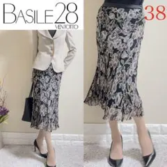 バジーレ28 53,000円シルク100% 花柄美脚マーメイドスカート　38MLのサムネイル