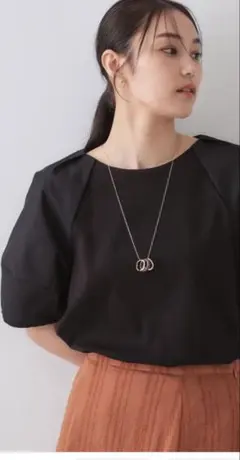 新品未使用 オペークドットクリップ ランタンスリーブトップス　黒Mサイズ