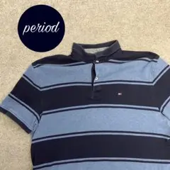 P1820 TOMMYHILFIGER 古着　ボーダー　半袖　ポロシャツ