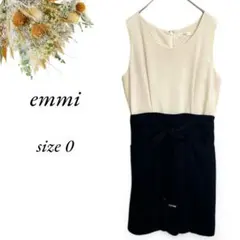 emmi ノースリーブサロペット0 白黒 高みえ リボン ポケットNo.1821