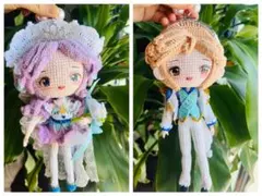 編みぐるみ　新郎新婦２個セット　10.5cm がま口