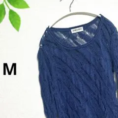 ジョルズレッシュ・M 長袖ニット セーター ネイビー レース編み