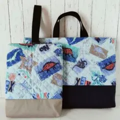 恐竜 キルティング レッスンバッグ＆上靴袋セット 入園入学 ハンドメイド