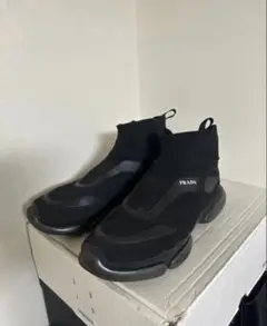 7月末まで値引きPRADA ブラック ハイカットスニーカーのサムネイル