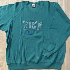 【USA製】NIKE ナイキ 銀タグ 刺繍ロゴ スウェット L グリーン