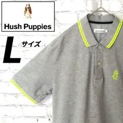 ★一点物★ ハッシュパピー ポロシャツ グレー 蛍光色 ライン コットン Lのサムネイル