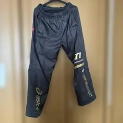 ASICS アシックス ウィンドブレーカーパンツ ブラック ゴールド　サイズL