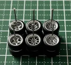 カスタムホイール　タイヤ　パーツ　1/64 深リム　3種類　シルバー　3台