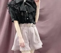 ROJITA レースベルト裾フレアショートパンツ