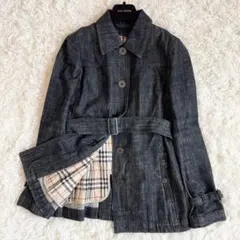 美品　バーバリーロンドン　デニム　ステンカラーコート　ライナー　ノバチェック　L