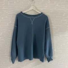 JaVa ワッフル長袖カットソー ブルー