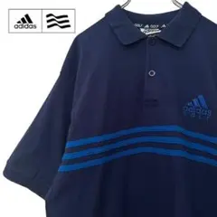NE355ね@ adidas GOLF ポロシャツ ネイビー 90s Lサイズ