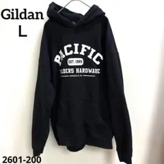 Gildan ブラック フード付きパーカーＬ
