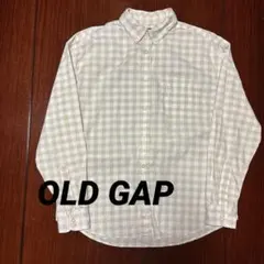 90s OLD GAP ギンガムチェック ボタンダウンシャツ M ベージュ 古着