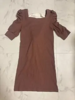 GRL ニットワンピ 半袖ワンピース ピンク リボン