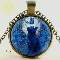 ✨ ヴィンテージ レトロ 猫 蝶 バタフライ ペンダント ネックレス 猫好き
