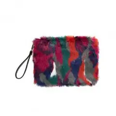 【売り切れ続出】オシャレなファークラッチ　2way ショルダーバッグ【ネイビー】