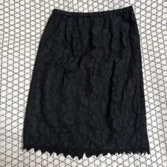 ブラック レース タイトスカート 膝丈　イマージュ　image 黒　ゴム　花柄