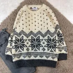 HELLOW WELCOME ノルディック柄ニット 상태좋음 アイボリー 厚手
