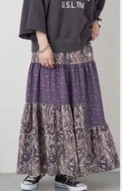 CIAOPANIC TYPY パープル ペイズリー柄 ティアードロングスカート