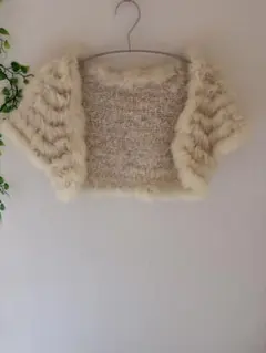 ラビットファー ボレロ ショート丈 ホワイト フォーマル　結婚式　パーティ