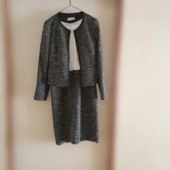 黒白ツイード スカートスーツ 半袖トップス158cm