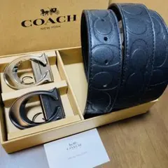 SALE♪コーチ 新品 リバーシブル シグネチャー シルバーバックルセット