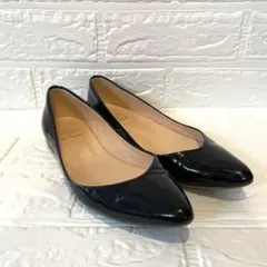 FABIO RUSCONI エナメル フラットパンプス ポインテッドトゥ