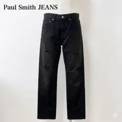 ポールスミスジーンズ W29 ブラックデニム ストレート ダメージ加工のサムネイル