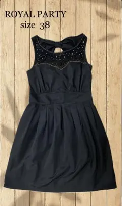 レディース ワンピース フォーマル ひざ丈 ノースリーブ 黒 38 光沢感