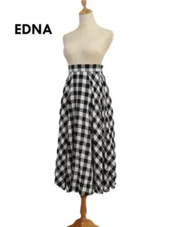 EDNA　エドナ　チェック　タック　フレア　ロング　スカート