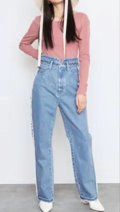 CALNAMUR 　サイドフリンジデニム　Mサイズ　ハイウエスト　脚長効果