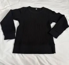 黒 リブ編み 長袖カットソー 130