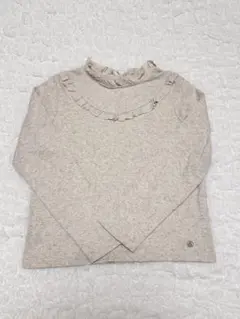 プチバトー　ベージュ フリル付き長袖カットソー　140cm