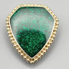 未使用保管品　エメラルドグリッターのスカーフ留め兼ペンダントトップ