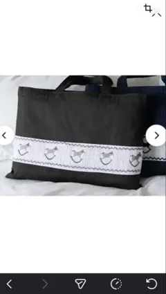 bojji 木馬スモッキング刺繍のトートバッグ/レッスンバッグ　ダークグレー