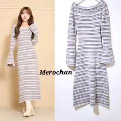 ダーリッチ マルチボーダーニットワンピース パープル