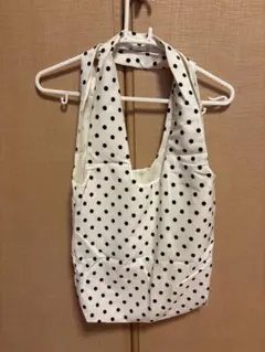 トートバッグ ホワイト地ブラック水玉　かわいいデザインでたっぷり入ります