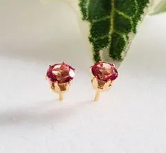 宝石質ピンクトパーズ5mm サージカルステンレススタッドピアス