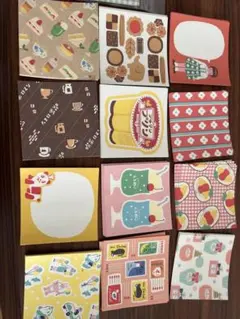 カラフルなイラストのメモ帳 レトロ柄折り紙 紙モノ