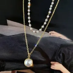 ２連　パール　ネックレス　激カワ　韓国　女　セール　最安値　調整可